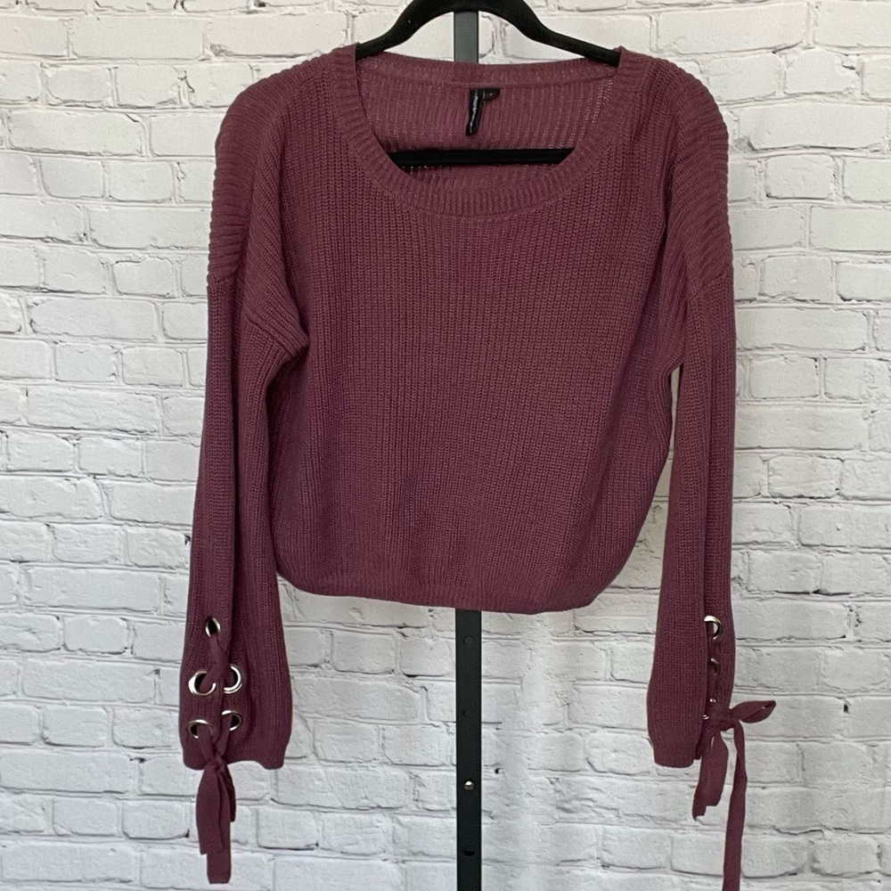 Moon & Madison Berry Side Tie Sweater